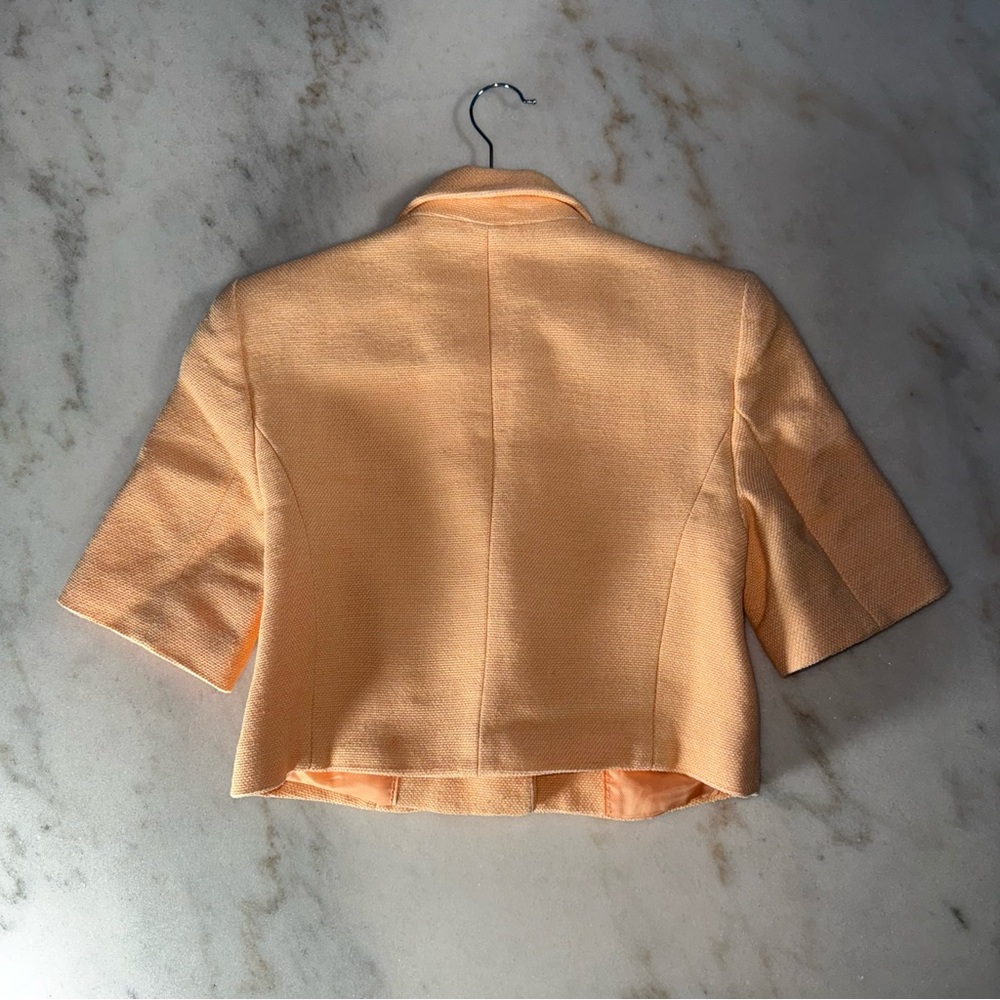 Mango Peach Tweed Cropped Short Sleeve Blazer And Mini Skirt Set Womens XS EUC - Picture 10 of 17